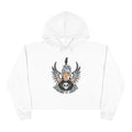 Rebel Angel Crop Hoodie — 'Born to Rock' Winged Skull Graphic Printify