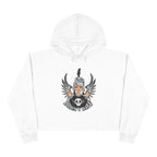Rebel Angel Crop Hoodie — 'Born to Rock' Winged Skull Graphic Printify