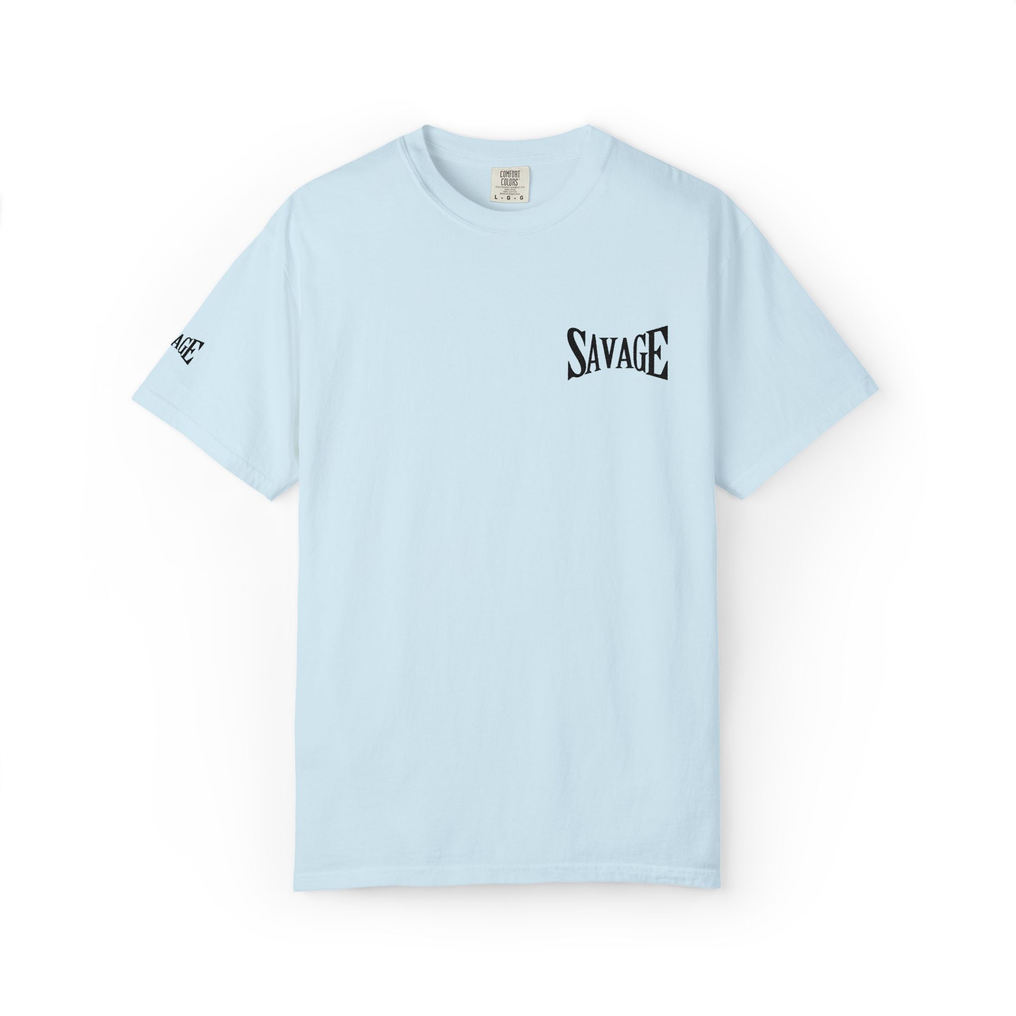 Savage Minimalist Graphic T-Shirt — Small Chest & Sleeve Logo Printify