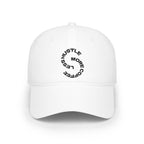 Hustle More, Coffee Less Baseball Cap — Low Profile Dad Hat Printify