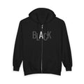 Black Logo Zip Hoodie — Minimalist Monochrome Full-Zip Sweatshirt Printify