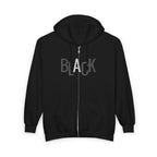 Black Logo Zip Hoodie — Minimalist Monochrome Full-Zip Sweatshirt Printify