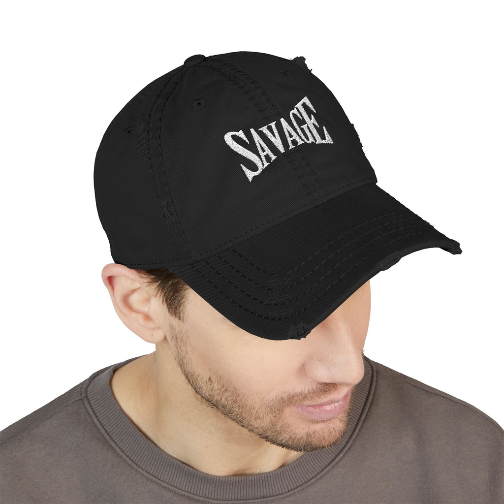 Savage Distressed Dad Hat — Embroidered Vintage Baseball Cap Printify