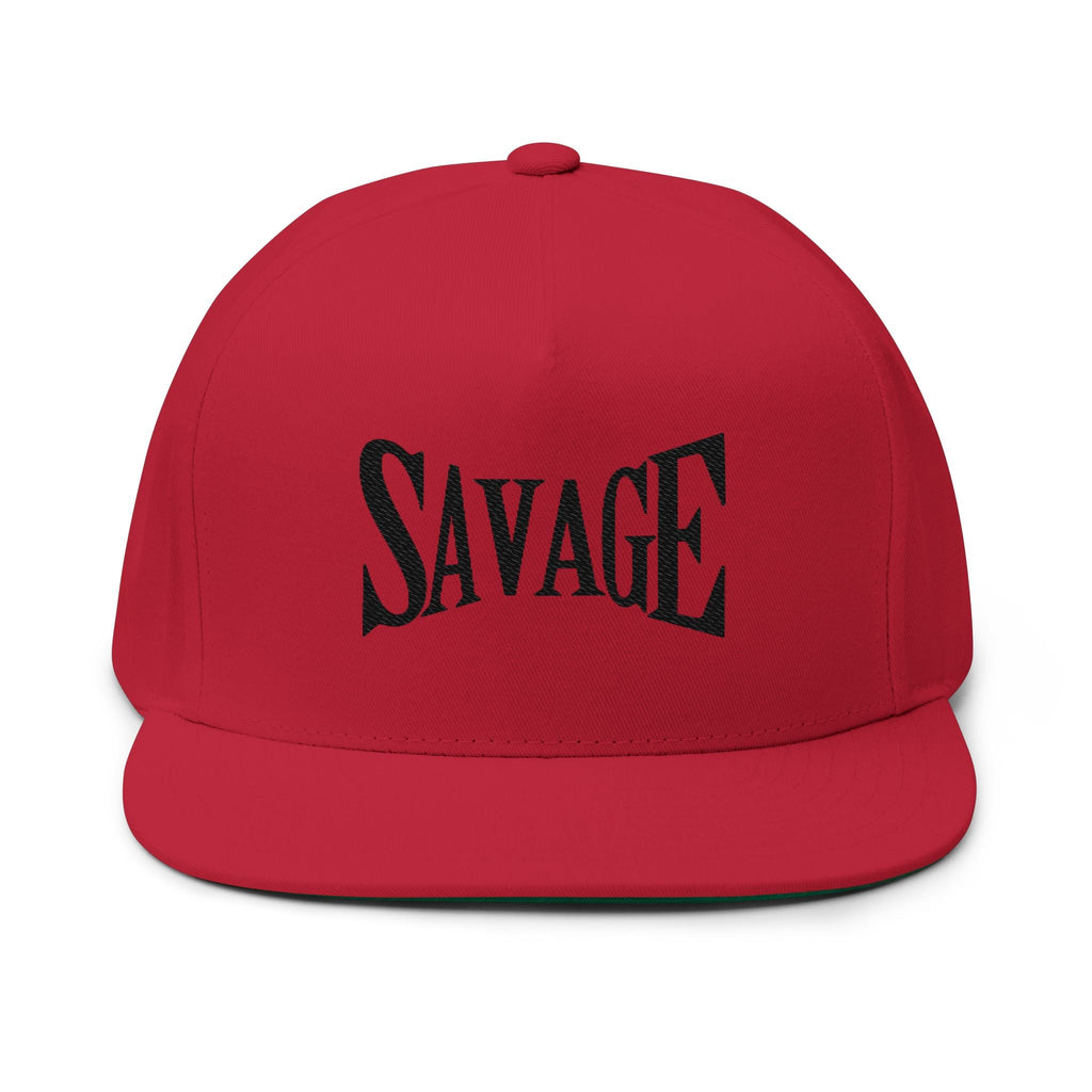 Savage Embroidered Flat Bill Cap — Streetwear Snapback Hat Printify