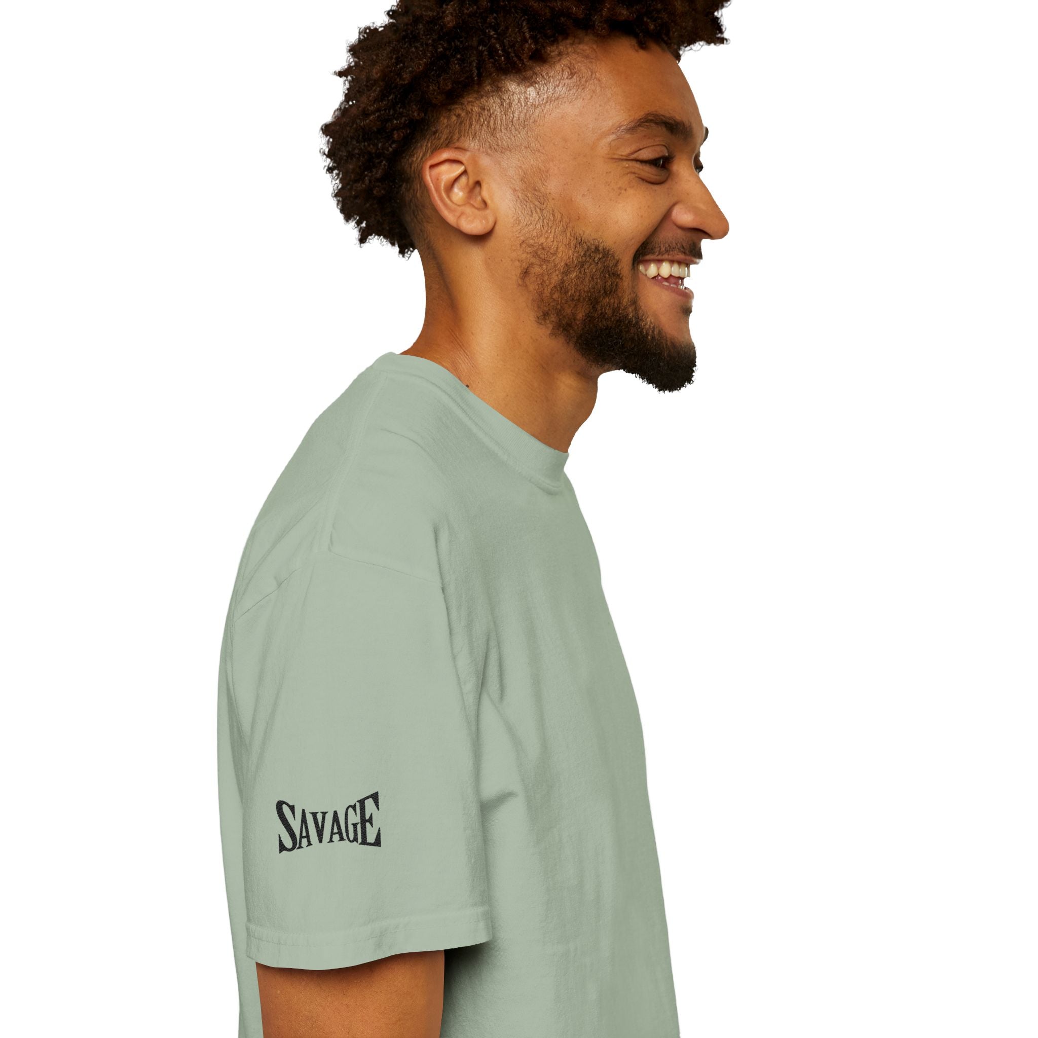 Savage Minimalist Graphic T-Shirt — Small Chest & Sleeve Logo Printify