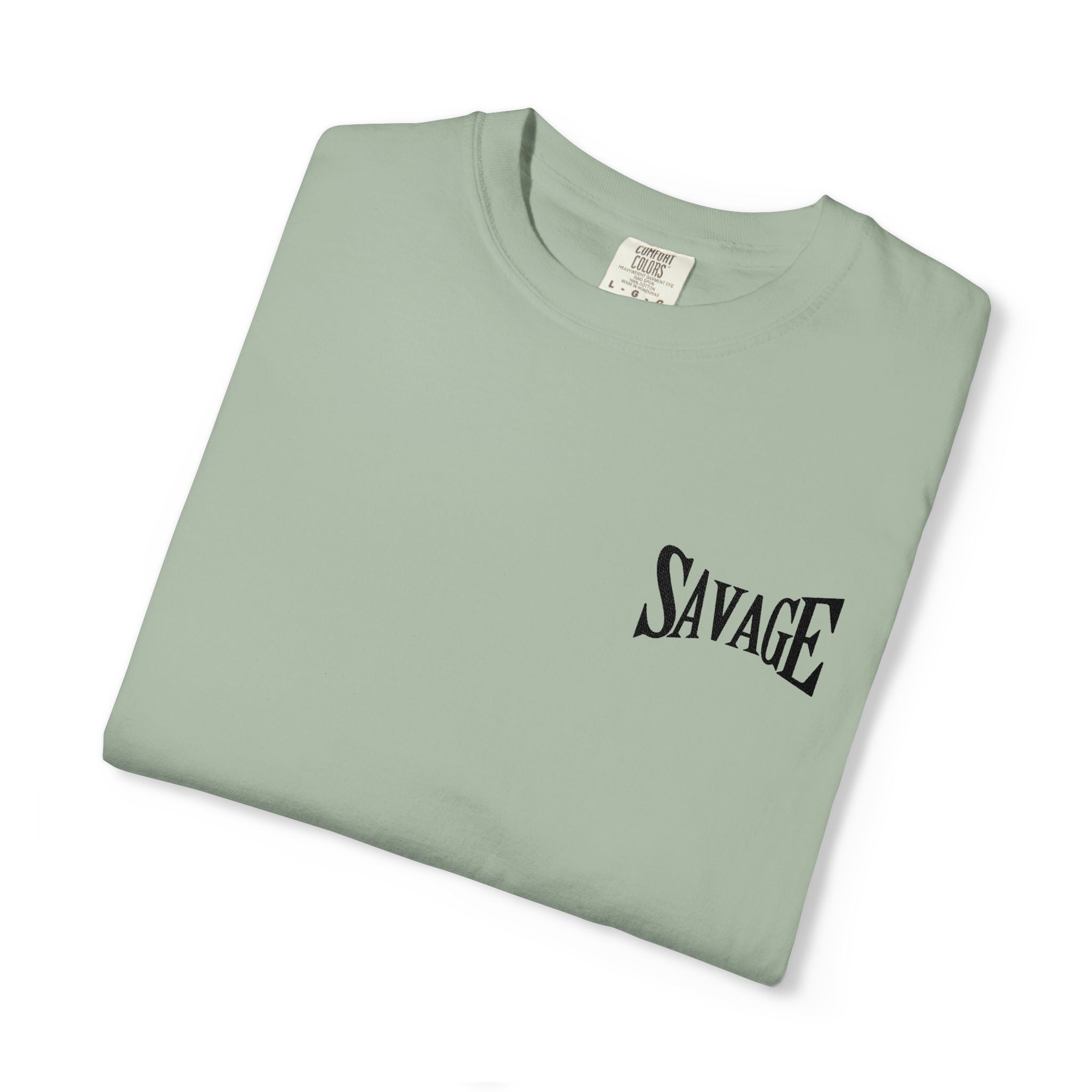 Savage Minimalist Graphic T-Shirt — Small Chest & Sleeve Logo Printify