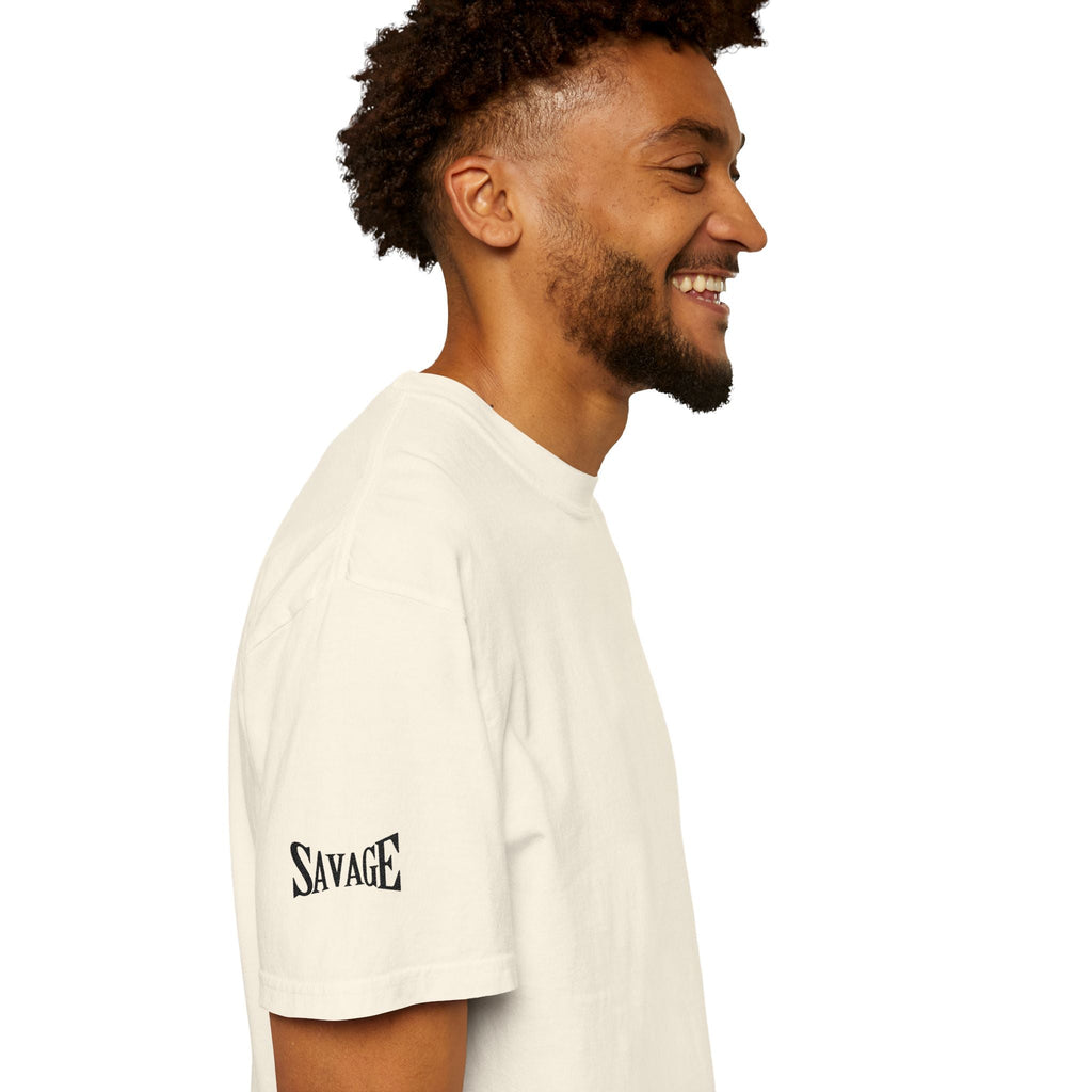 Savage Minimalist Graphic T-Shirt — Small Chest & Sleeve Logo Printify