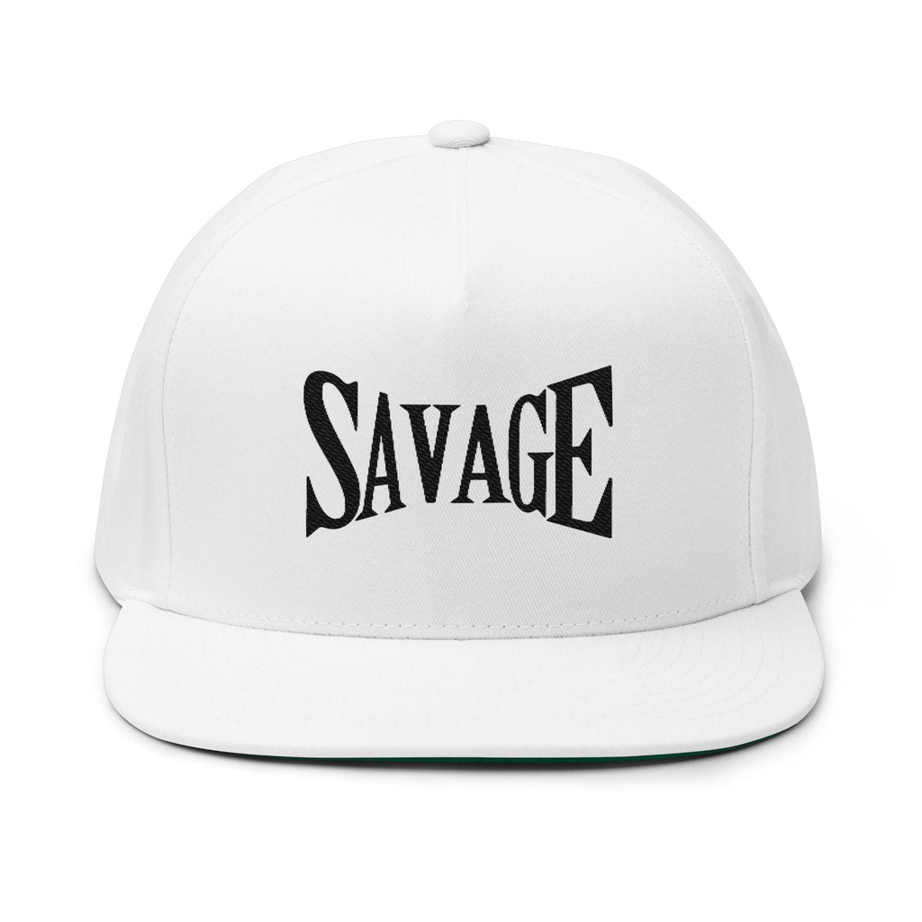 Savage Embroidered Flat Bill Cap — Streetwear Snapback Hat Printify