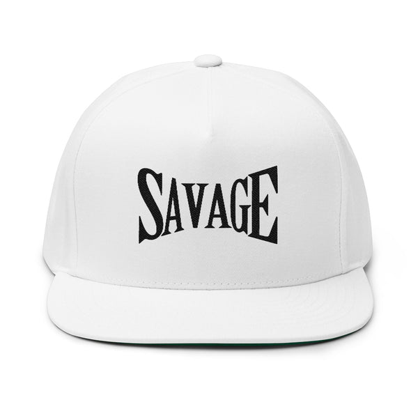 Savage Embroidered Flat Bill Cap — Streetwear Snapback Hat Printify