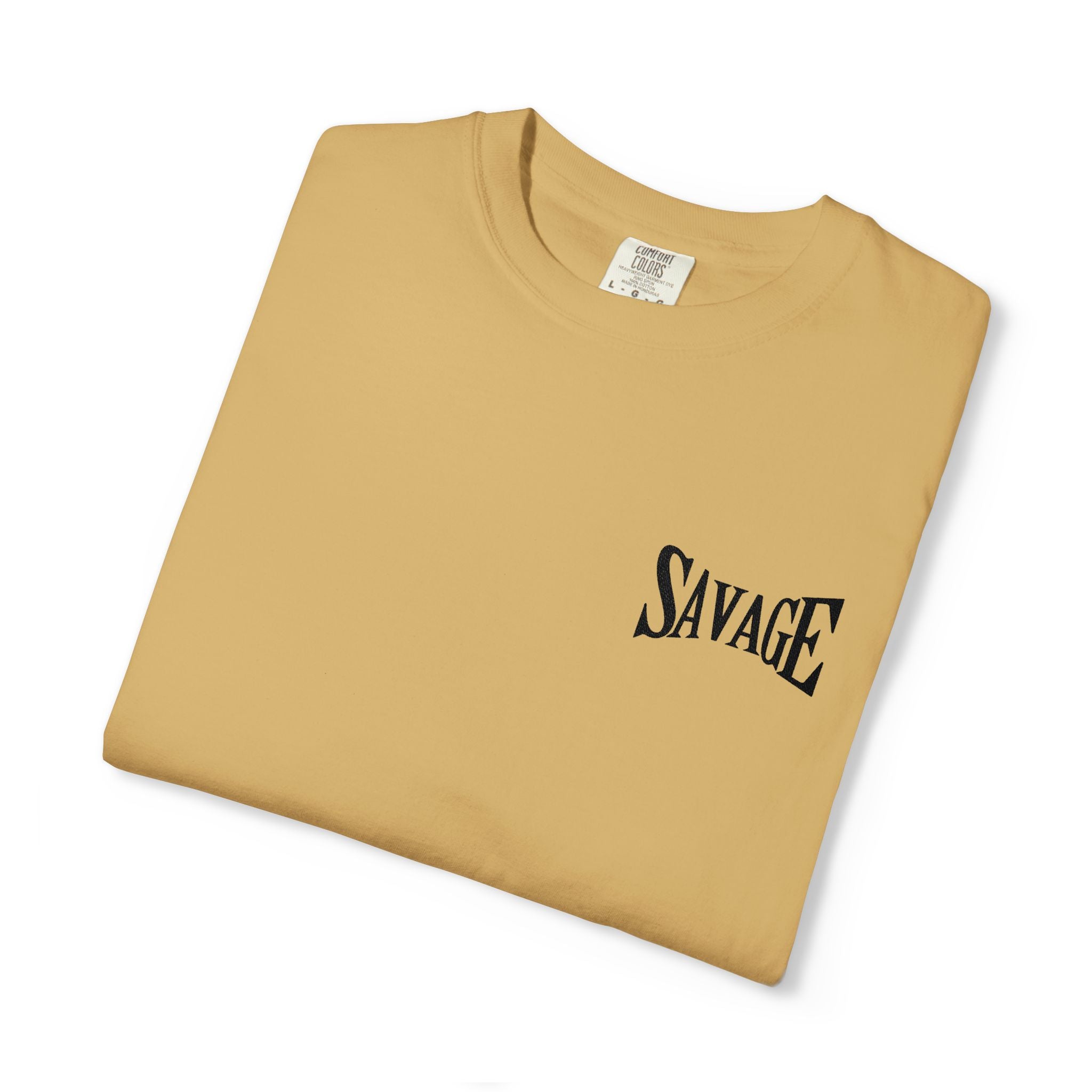 Savage Minimalist Graphic T-Shirt — Small Chest & Sleeve Logo Printify