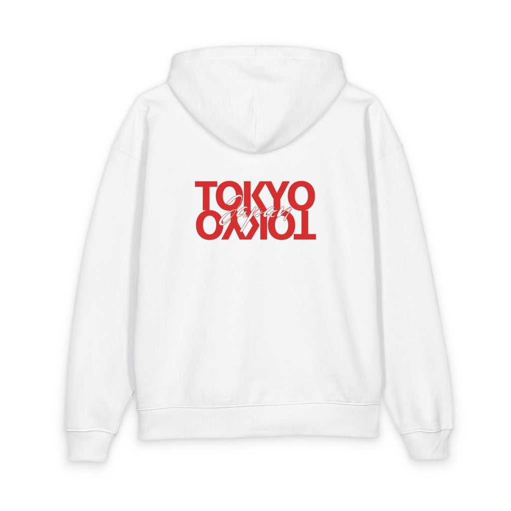 Tokyo Mirror Hoodie — Minimal Red Graphic Back Print Printify