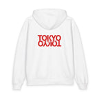 Tokyo Mirror Hoodie — Minimal Red Graphic Back Print Printify