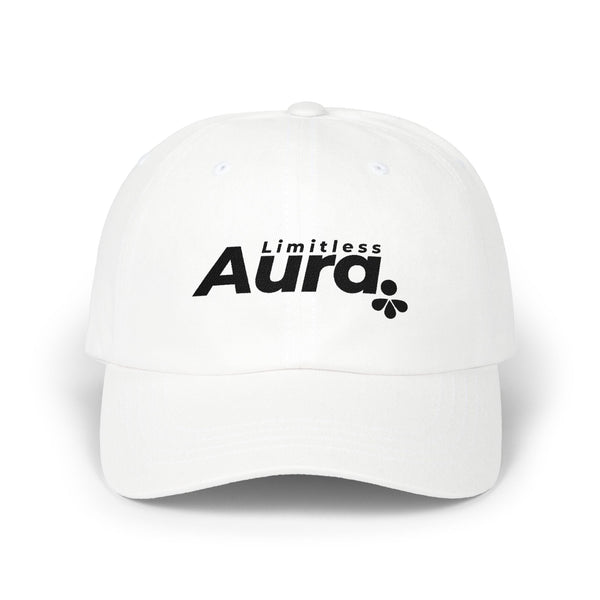 Limitless Aura Dad Cap — Classic White Embroidered Baseball Hat Printify