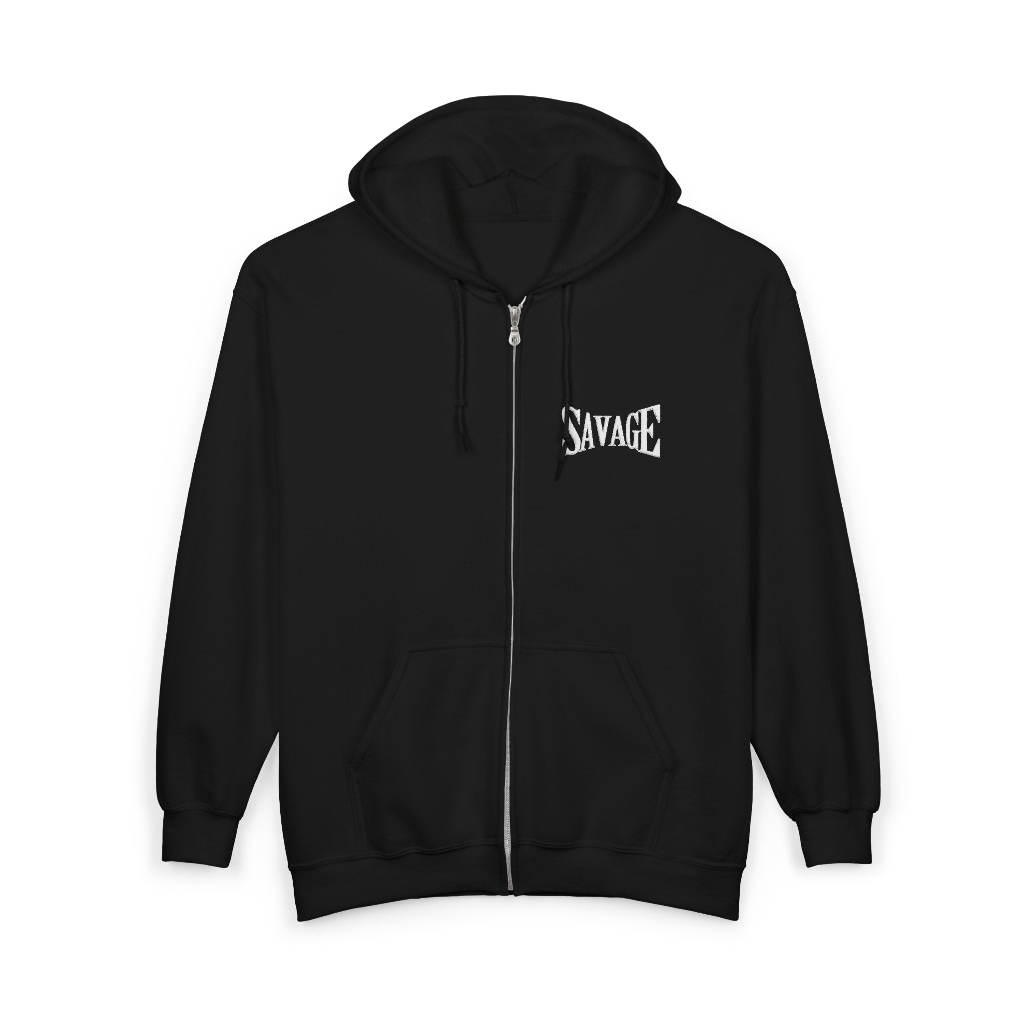 Savage Chest Zip Hoodie — Minimal Graphic Full-Zip Sweatshirt Printify