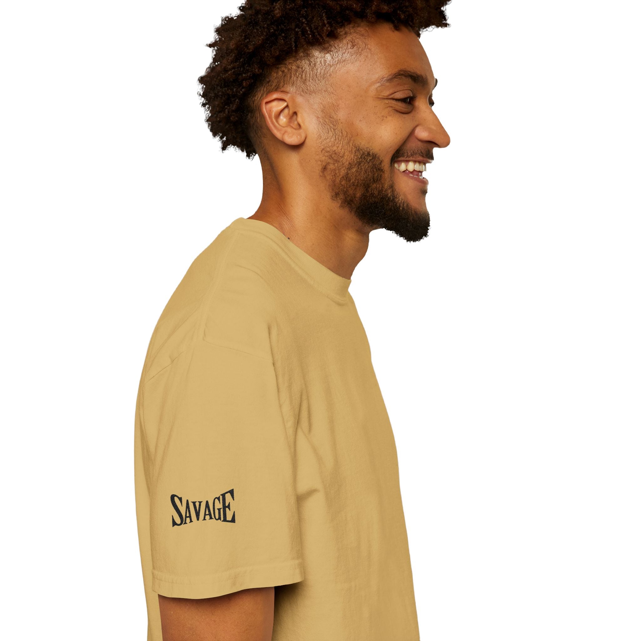 Savage Minimalist Graphic T-Shirt — Small Chest & Sleeve Logo Printify