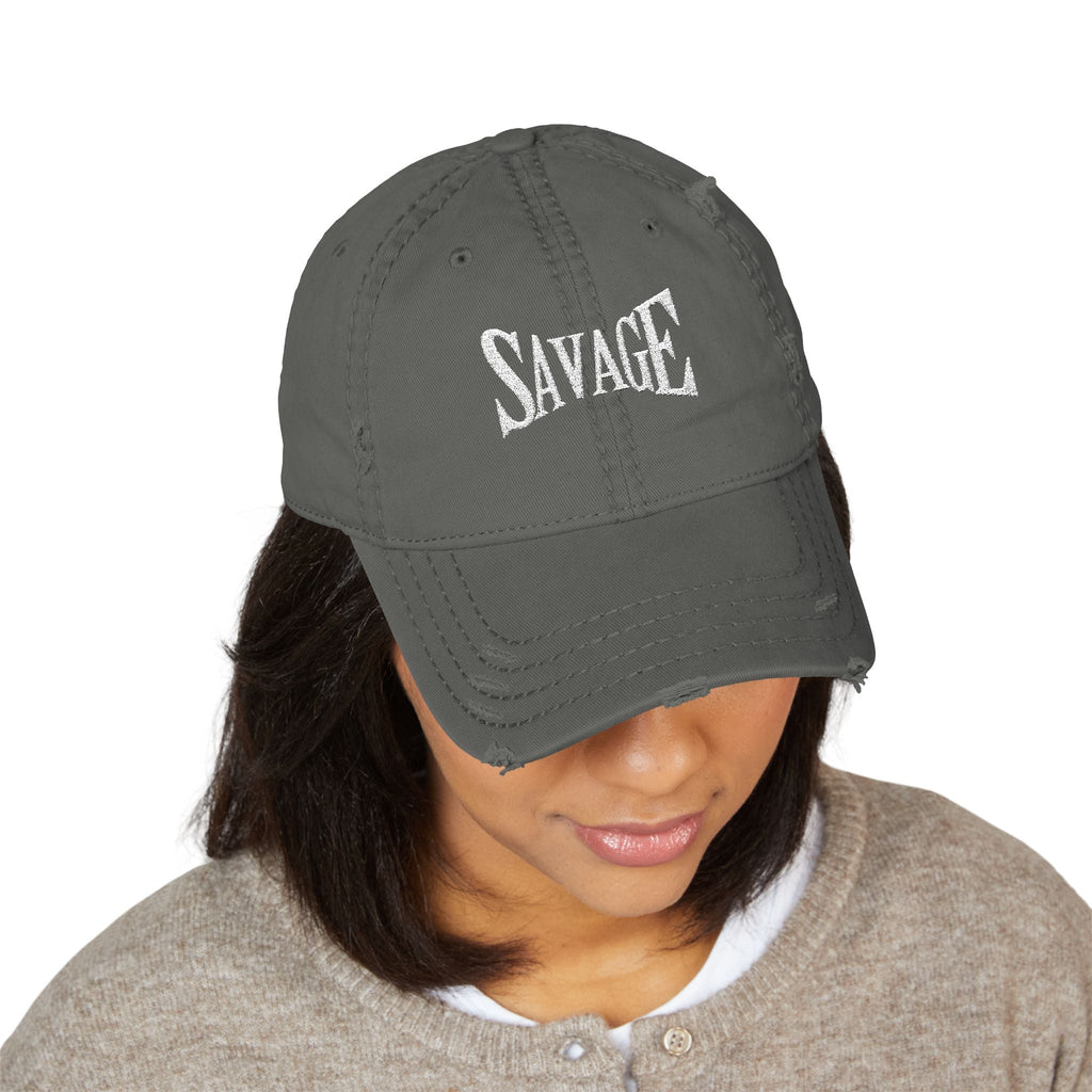 Savage Distressed Dad Hat — Embroidered Vintage Baseball Cap Printify