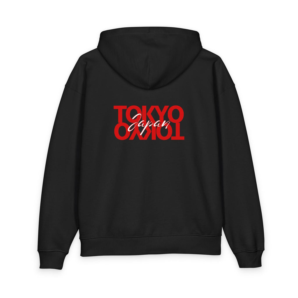 Tokyo Mirror Hoodie — Minimal Red Graphic Back Print Printify