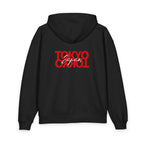Tokyo Mirror Hoodie — Minimal Red Graphic Back Print Printify