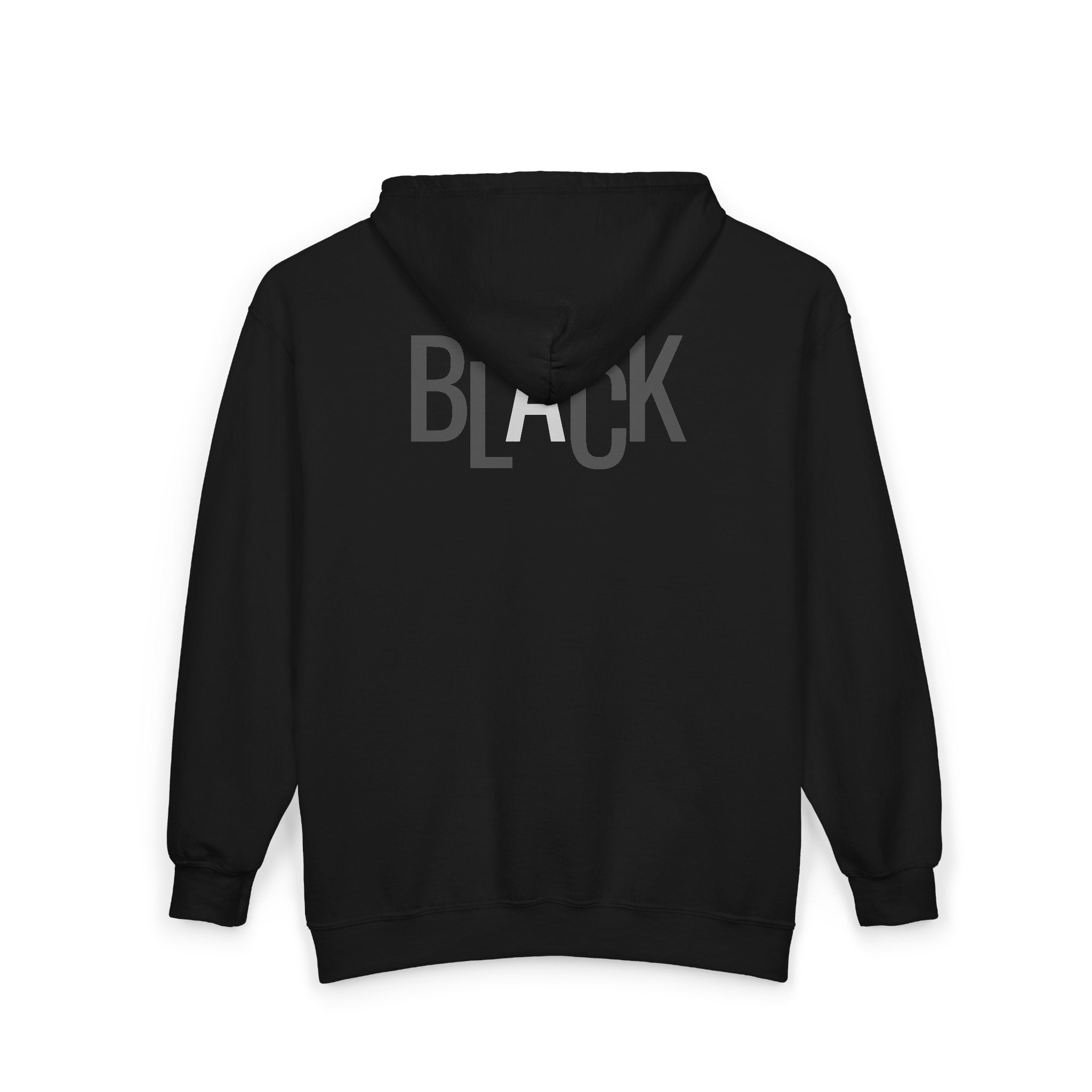 Black Logo Zip Hoodie — Minimalist Monochrome Full-Zip Sweatshirt Printify