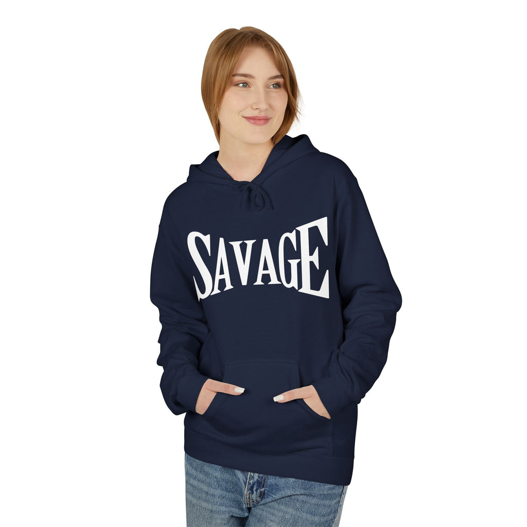 Savage Graphic Hoodie — Bold Retro Lettering Pullover Printify