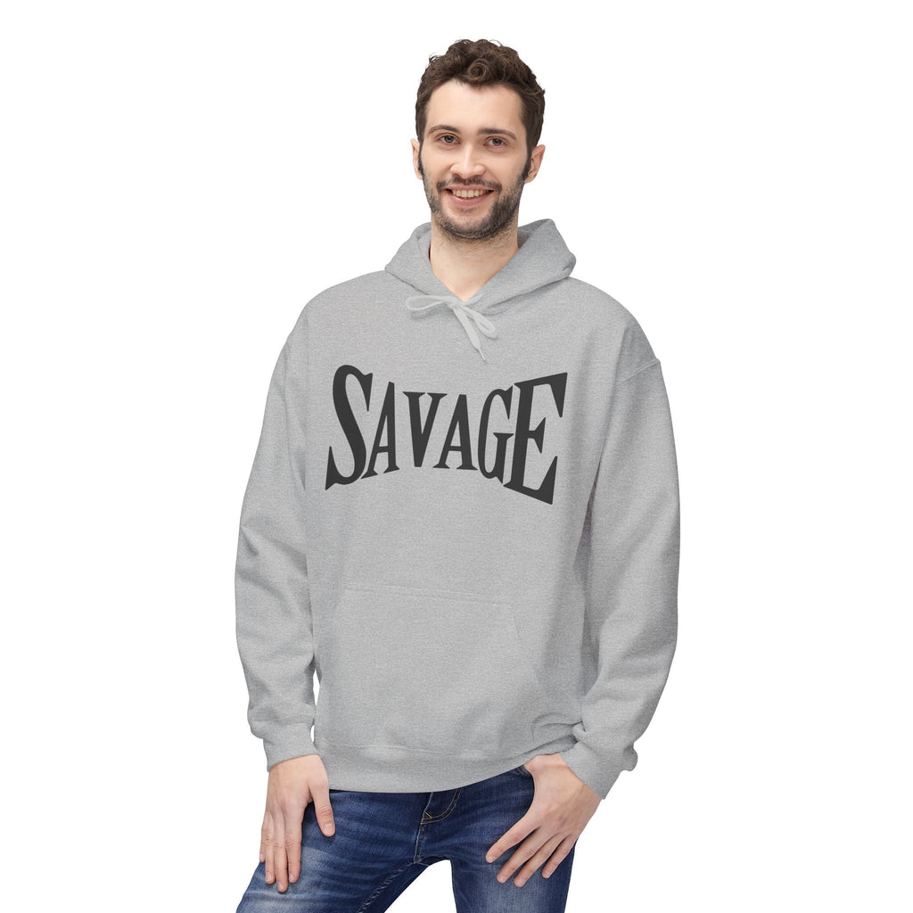 Savage Graphic Hoodie — Bold Retro Lettering Pullover Printify