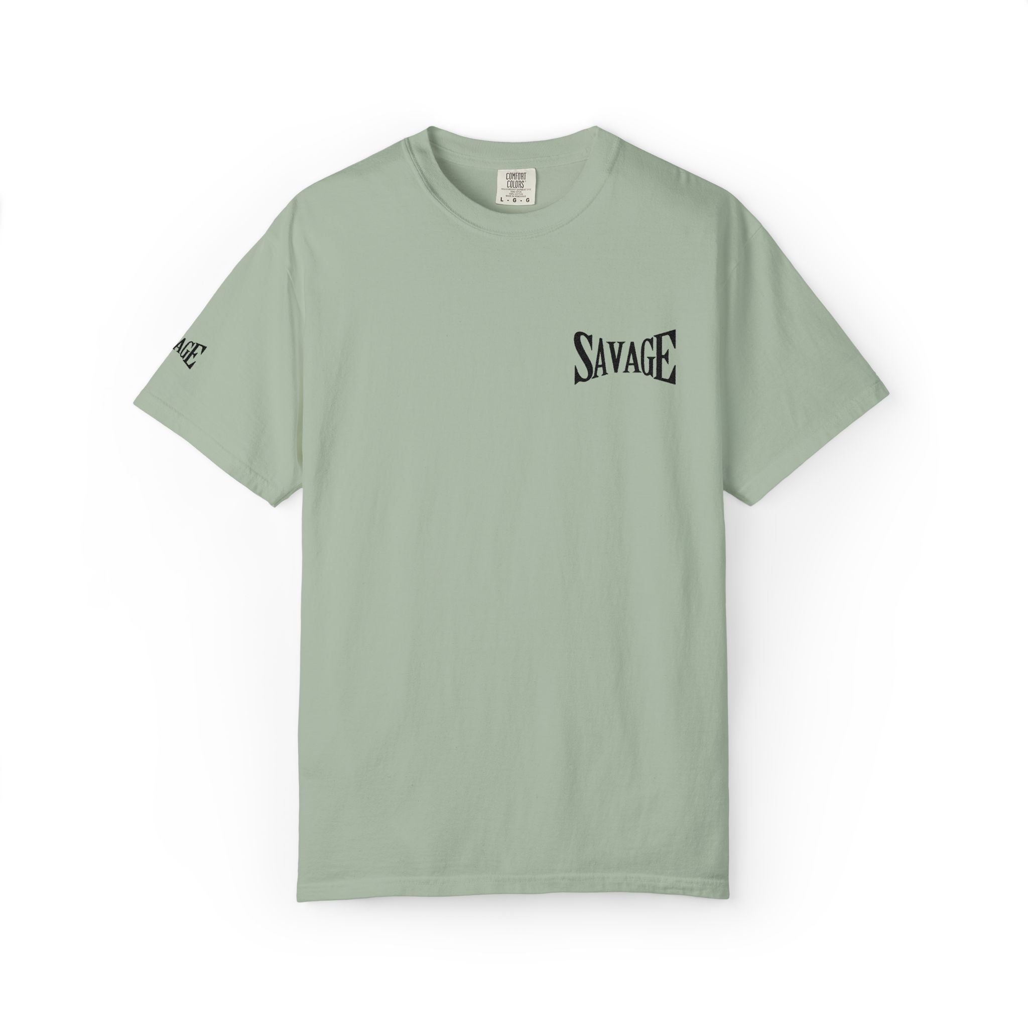Savage Minimalist Graphic T-Shirt — Small Chest & Sleeve Logo Printify
