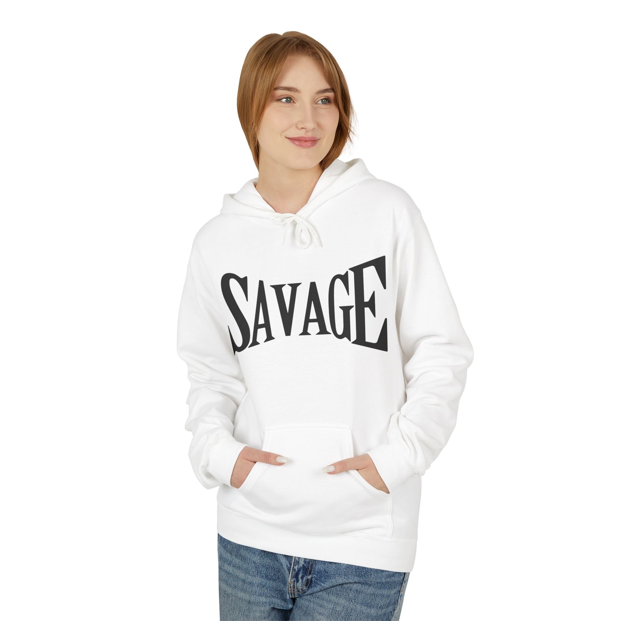 Savage Graphic Hoodie — Bold Retro Lettering Pullover Printify