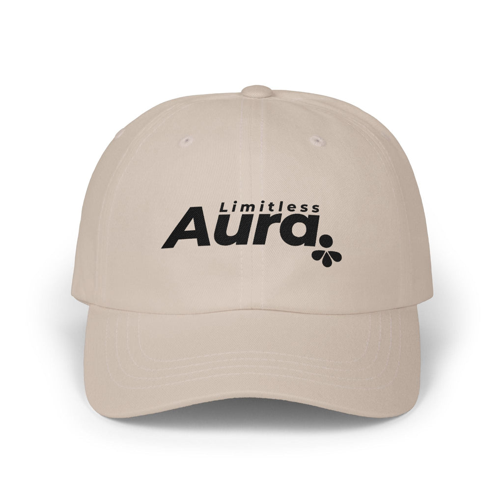 Limitless Aura Dad Cap — Classic White Embroidered Baseball Hat Printify