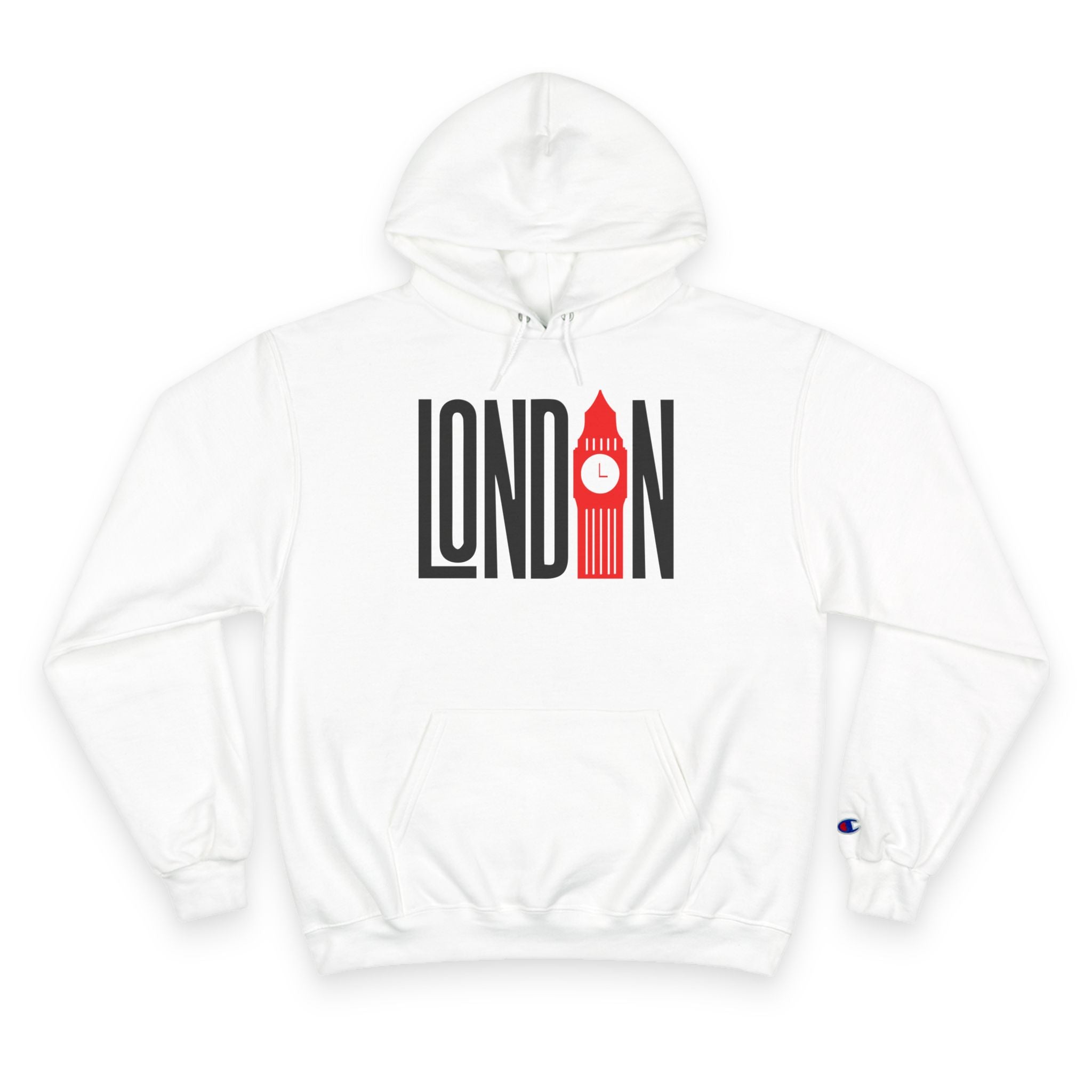 London Big Ben Hoodie — Retro City Graphic Champion-Style Pullover Printify
