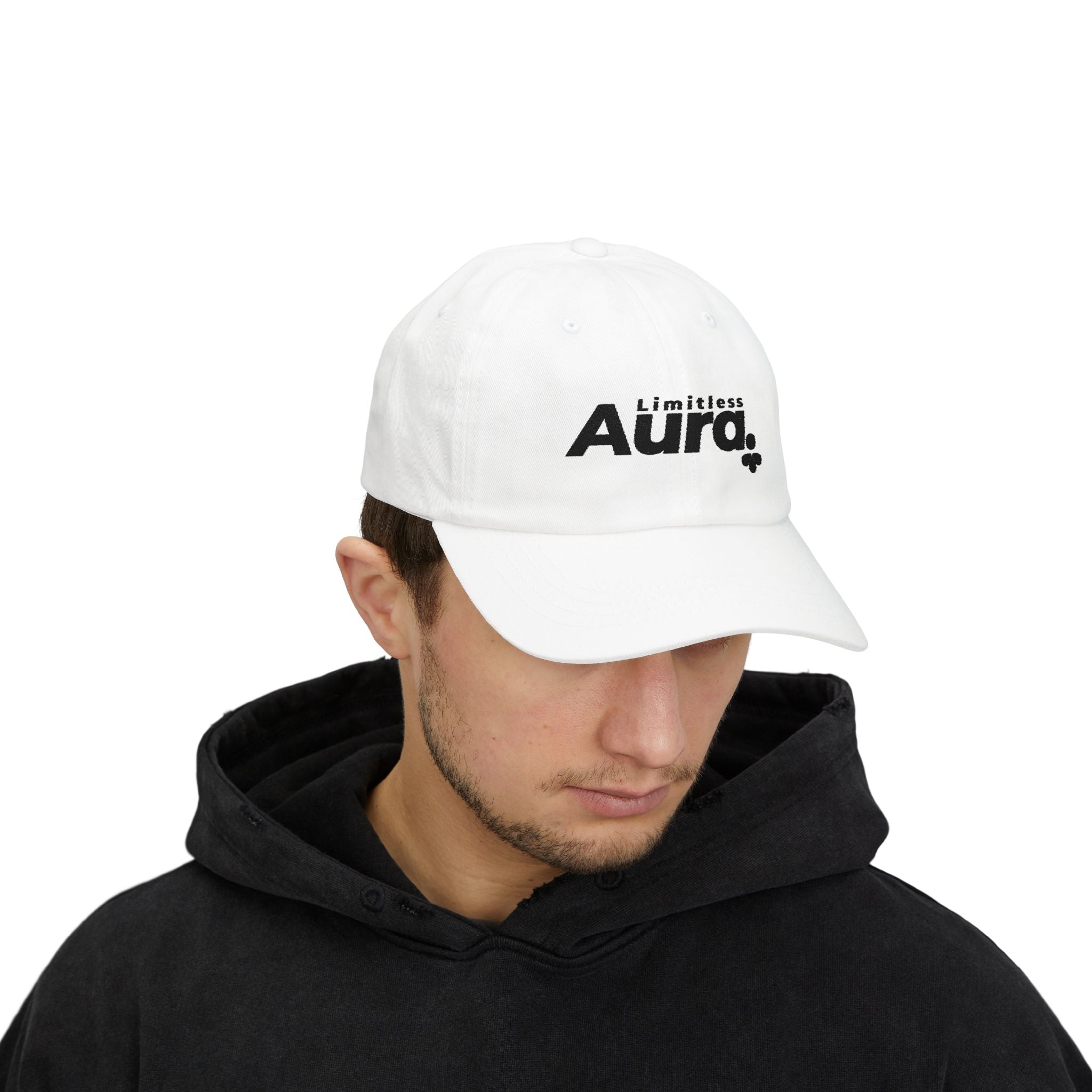 Limitless Aura Dad Cap — Classic White Embroidered Baseball Hat Printify