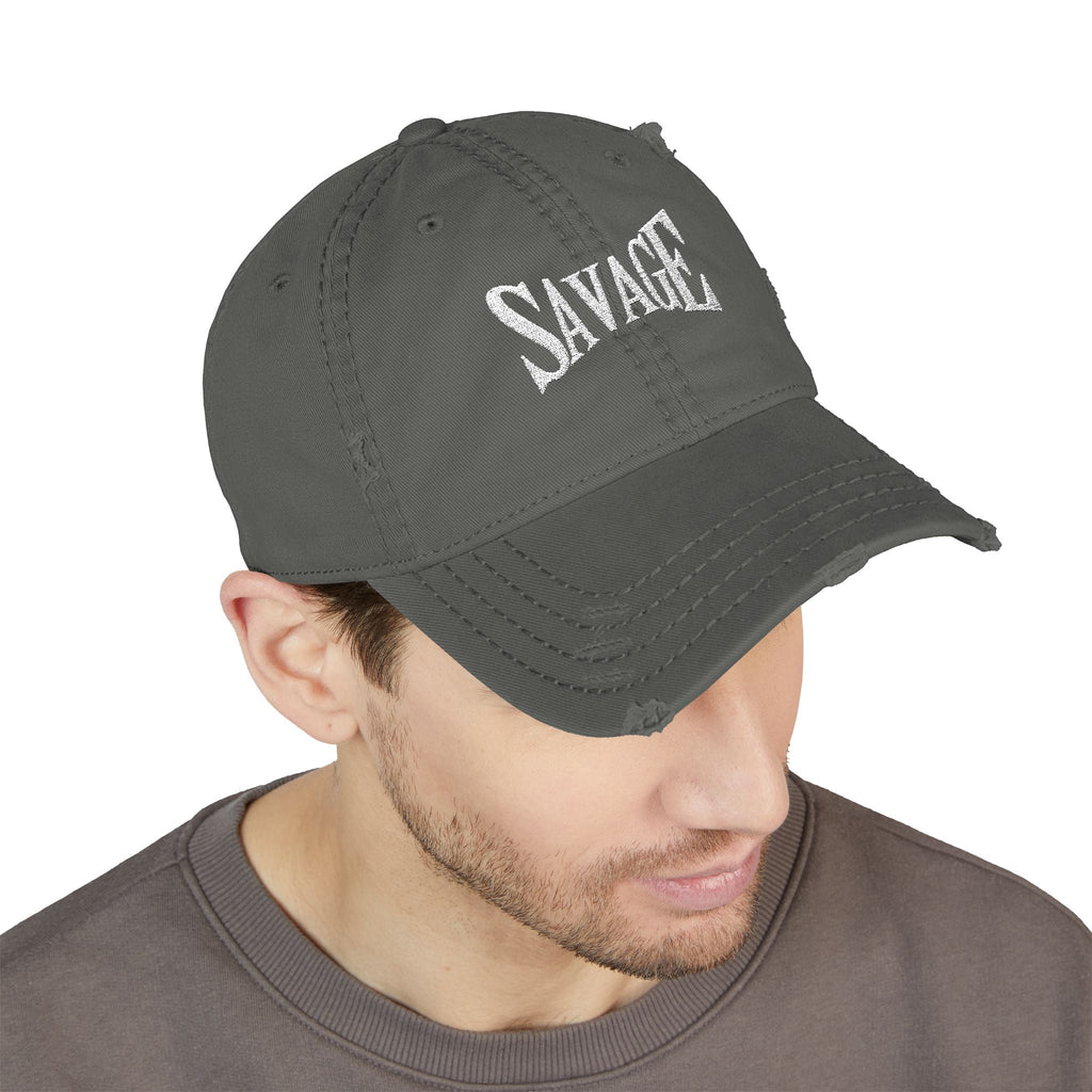 Savage Distressed Dad Hat — Embroidered Vintage Baseball Cap Printify