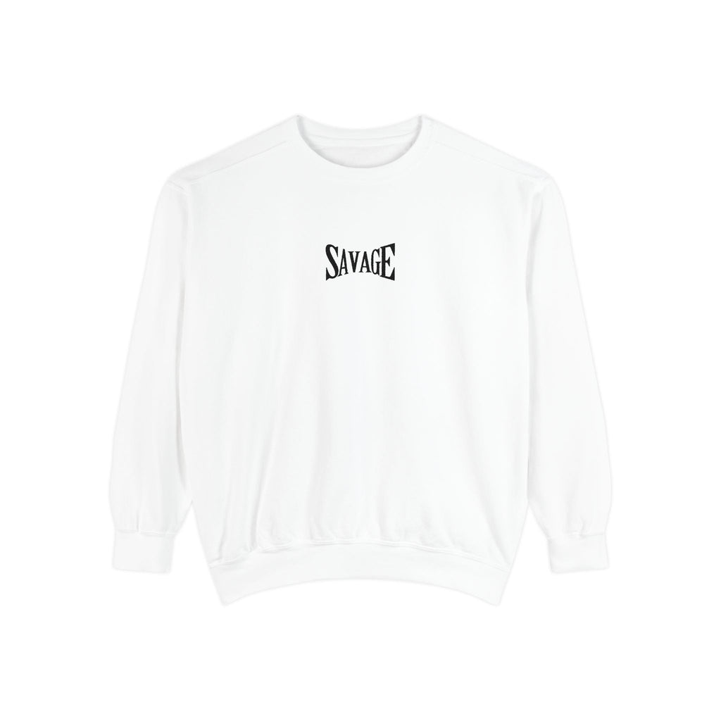 Savage Graphic Sweatshirt — Minimal Chest Logo Crewneck Printify