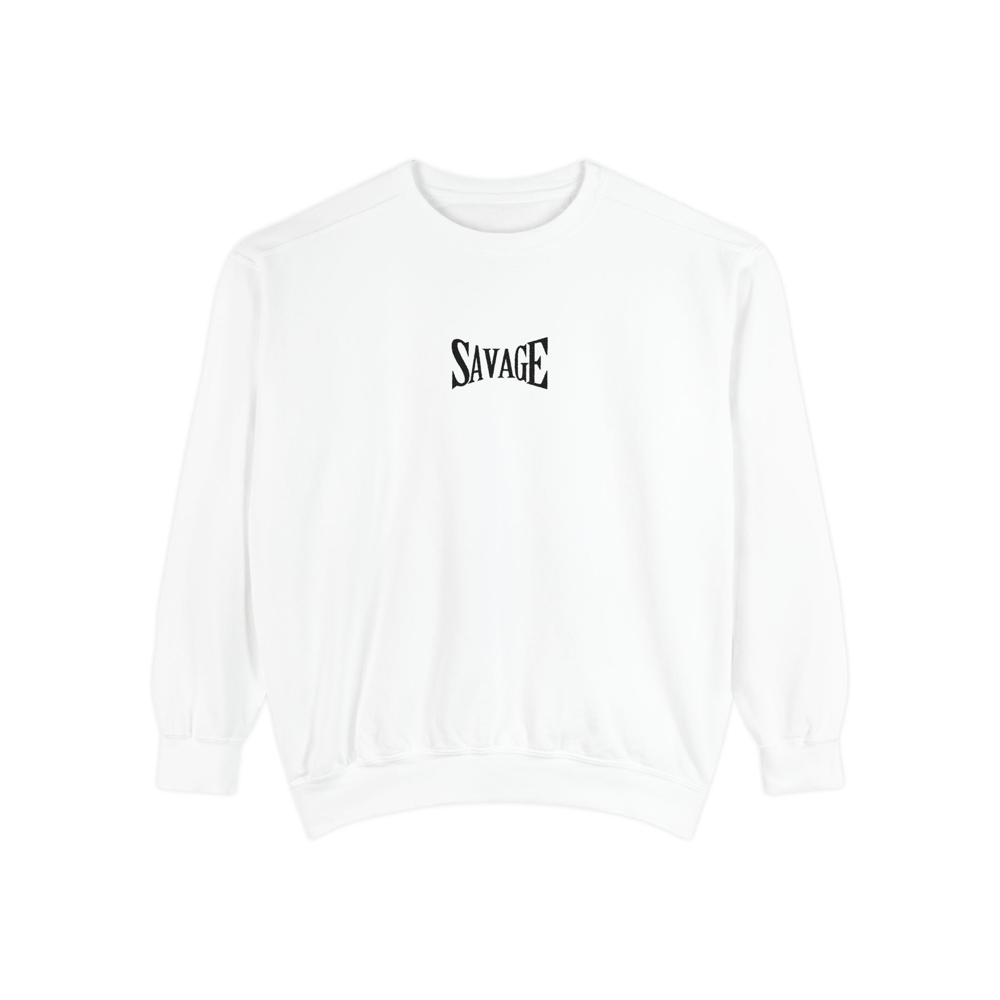 Savage Graphic Sweatshirt — Minimal Chest Logo Crewneck Printify