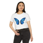 Butterfly Wings Crop Top — Blue Festival Women's Graphic Tee Printify