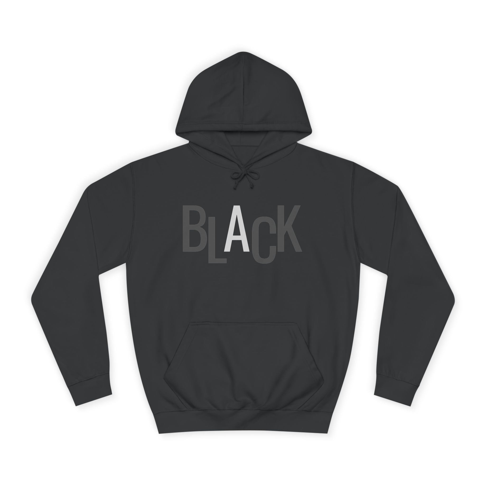 Black Typography Hoodie — Minimal College-Style Pullover Printify