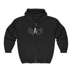 Black Logo Zip Hoodie — Minimalist Monochrome Full-Zip Sweatshirt Printify