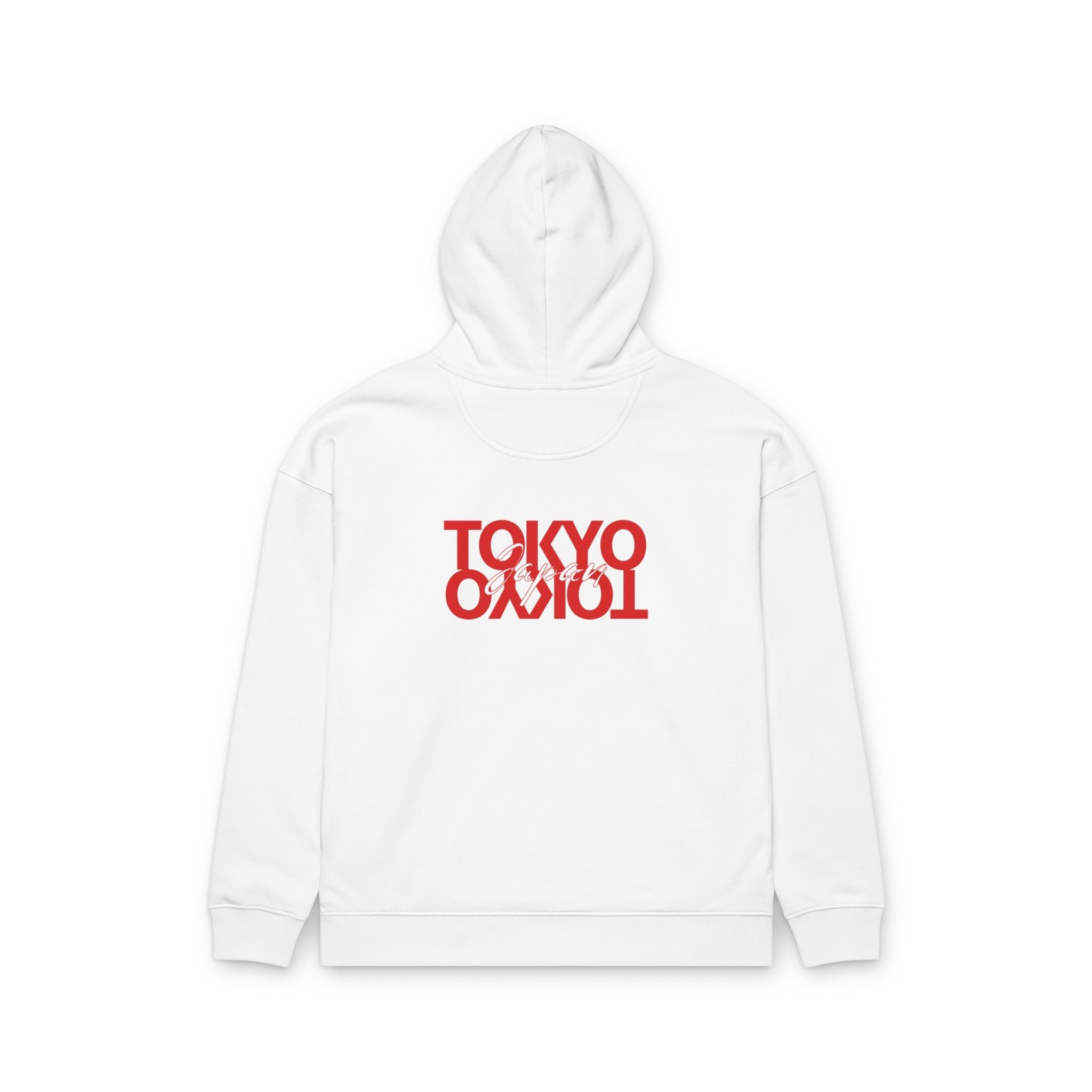 Tokyo Mirror Hoodie — Minimal Red Graphic Back Print Printify