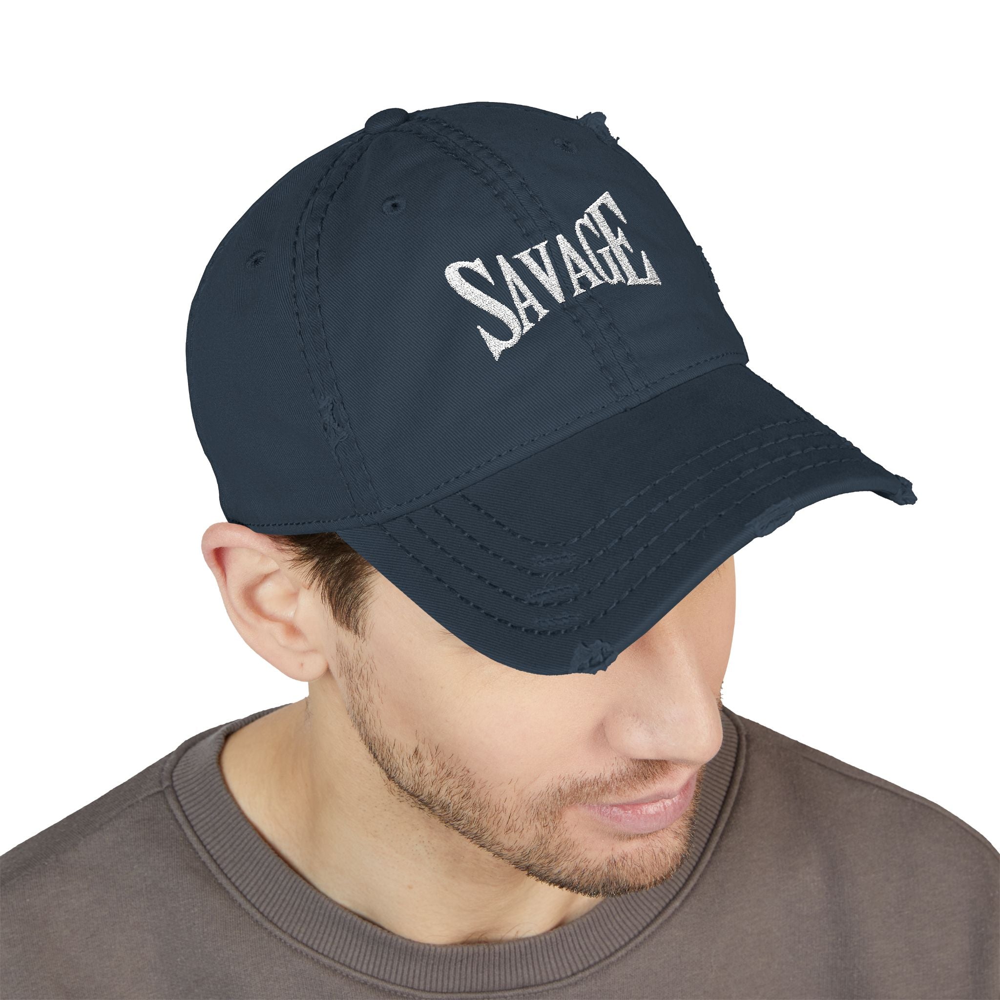 Savage Distressed Dad Hat — Embroidered Vintage Baseball Cap Printify