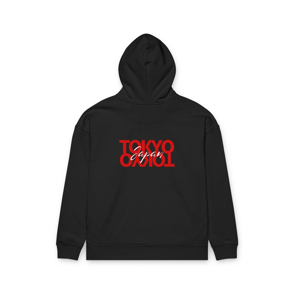 Tokyo Mirror Hoodie — Minimal Red Graphic Back Print Printify
