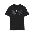 Black Typography T-Shirt — Bold 'BLACK' Graphic Tee Printify
