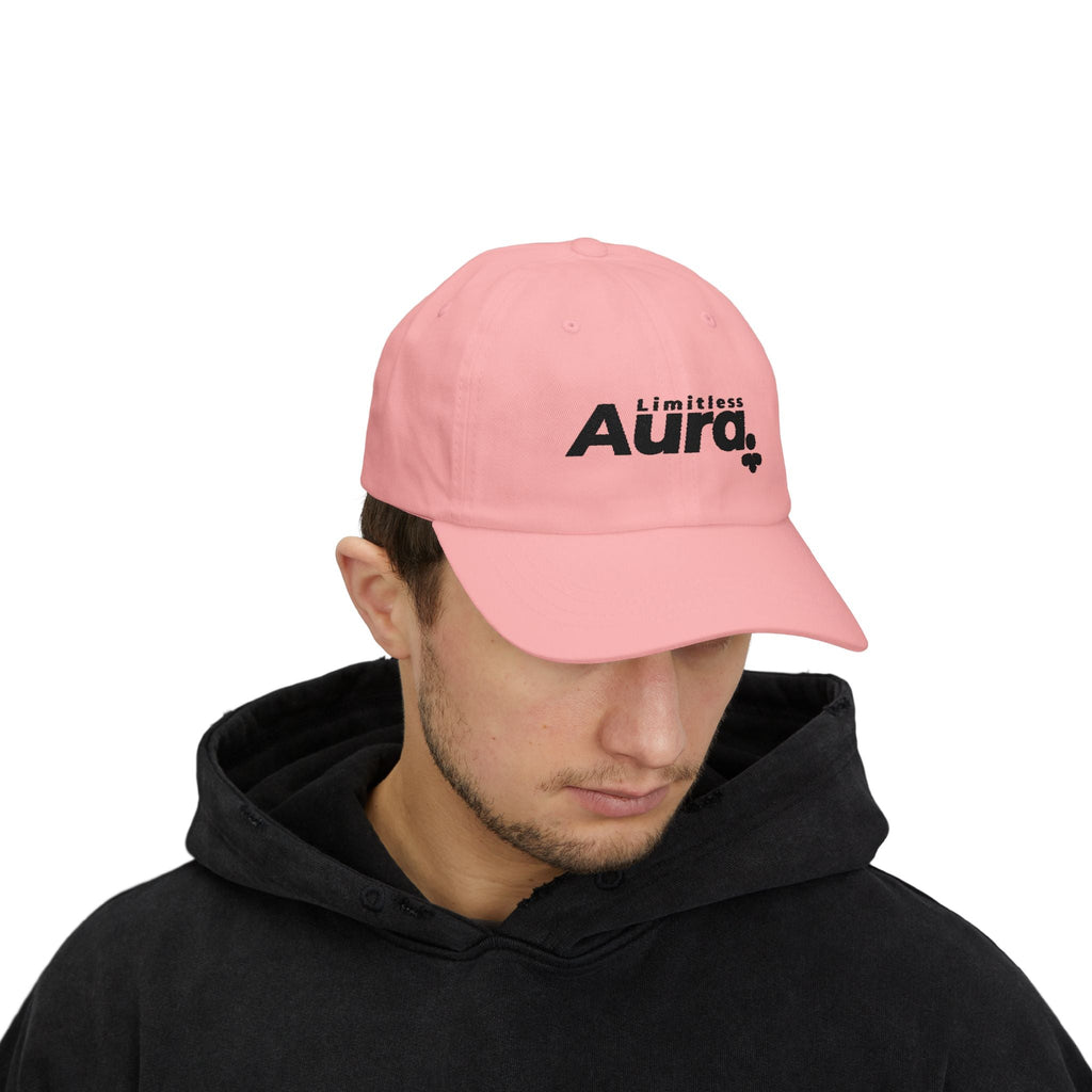 Limitless Aura Dad Cap — Classic White Embroidered Baseball Hat Printify