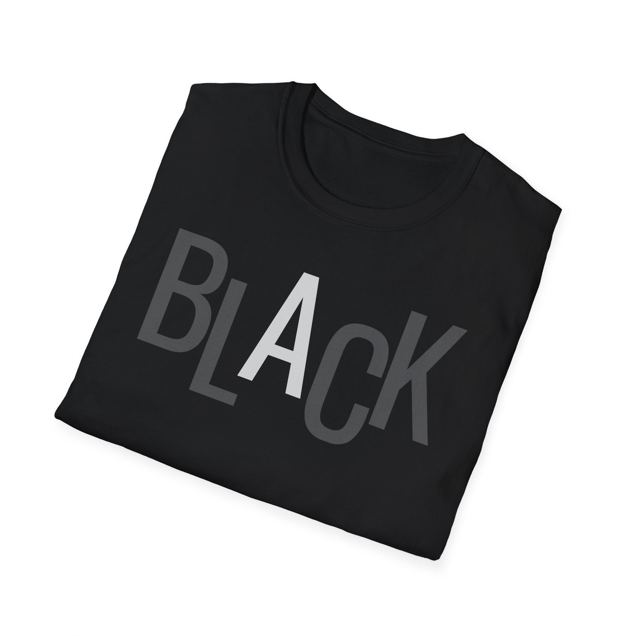 Black Typography T-Shirt — Bold 'BLACK' Graphic Tee Printify