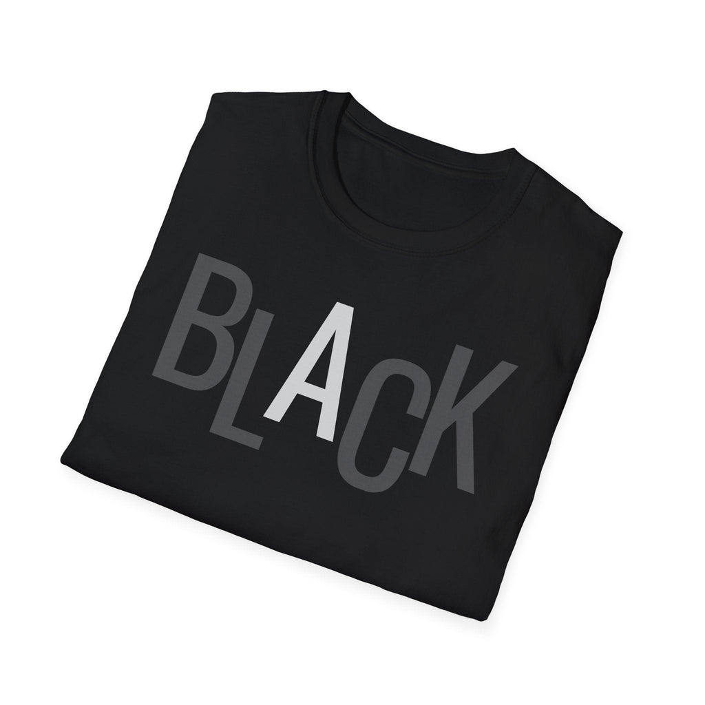 Black Typography T-Shirt — Bold 'BLACK' Graphic Tee Printify