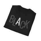 Black Typography T-Shirt — Bold 'BLACK' Graphic Tee Printify