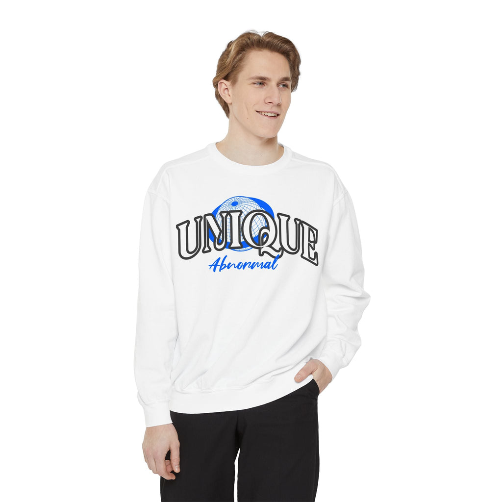 Unique Abnormal Sweatshirt — Graphic Crewneck with Blue Globe Design Printify