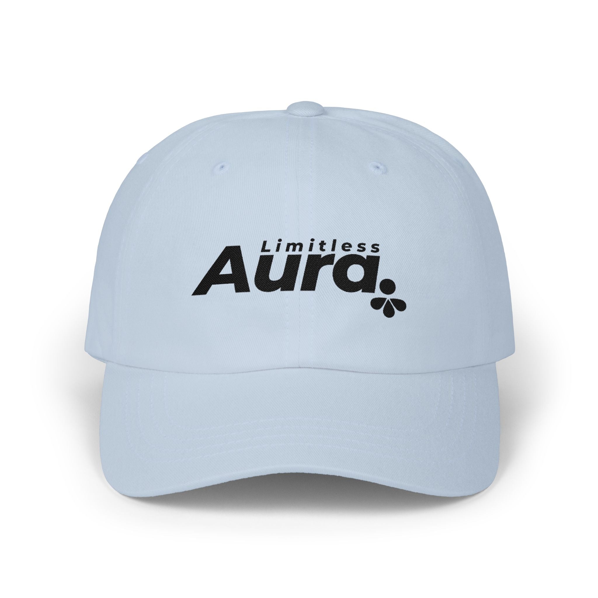 Limitless Aura Dad Cap — Classic White Embroidered Baseball Hat Printify