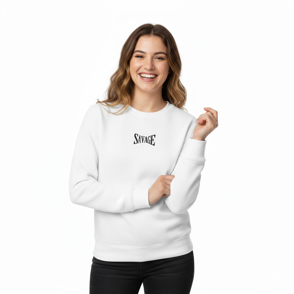 Savage Graphic Sweatshirt — Minimal Chest Logo Crewneck Printify
